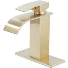 Waterfall Bathroom Basin Sink Faucet Single Handle Hole Vanity Mixer Tap w/Cover