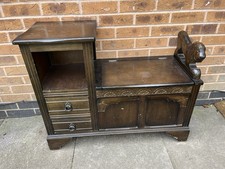 VINTAGE TELEPHONE TABLE SEAT WITH LION DETAIL LIFT UP STORAGE & DRAWERS