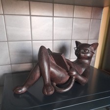 Recumbent Reading Cat Figurine