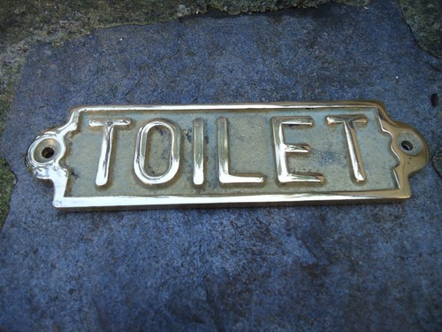 Brass toilet plaque - plaque, hand
