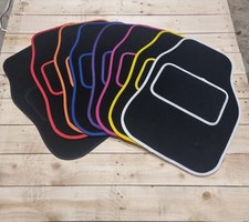 Black, Red, Blue, Pink, Purple Universal Car Floor Mats 4PC Set Non Slip Carpet