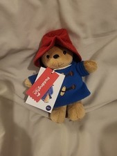 7 inch Paddington Bear plushie Red hat, blue duffle coat with hood, with tag