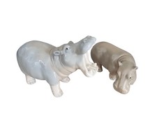 VINTAGE PORCELAIN JOHN JENKINS OTAGIRI HIPPO HIPPOS FIGURINES MADE IN JAPAN 