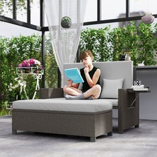 Rattan Day Bed, With Footstool