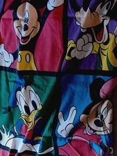 Mickey Mouse Minnie Pluto Donald Duck Twin Flat Sheet Vintage Fabric  No Fading