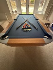 IMMACULATE Riley 6ft 6in Supersize Folding Games/Pool Table Beech Blue Cloth 