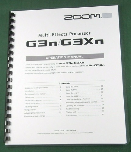 Zoom g3n g3xn - g3n, operation