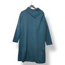 COS Womens Dress L Green Funnel Cowl Neck Long Sleeve Knit Minimalist Capsule