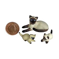 HANTEL VICTORIAN MINIATURE England Pewter Cat & Kittens Siamese Hand Painted