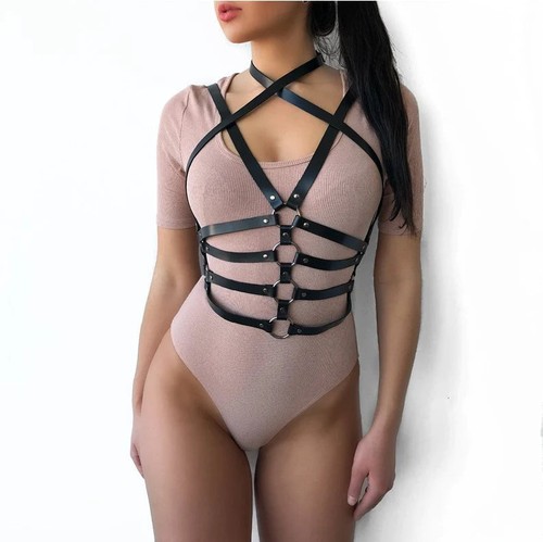 Faux leather lingerie strappy - faux,