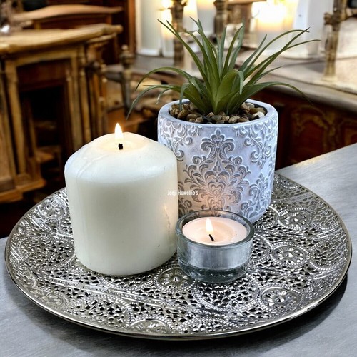 Silver filigree plate - silver,