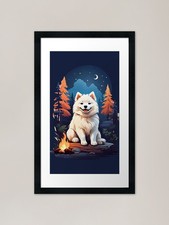 Sweet smiling samoyed puppy at