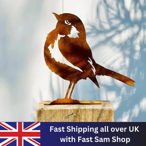 Rusty metal robin bird garden - robin,