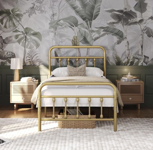 Single vintage iron bed - iron, high
