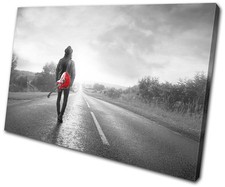 Musical Musician Guitar Road Red SINGLE CANVAS WALL ART Picture Print VA