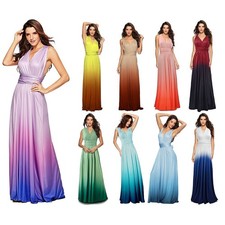 multiway maxi dress bridesmaid evening gown ombre halter convertible wrap formal