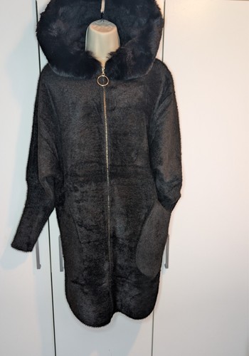 Italian warm black alpaca coat
