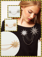 New Large Twin Star Bridal Brooch Rhinestone Crystal Diamante Wedding Brooch Pin