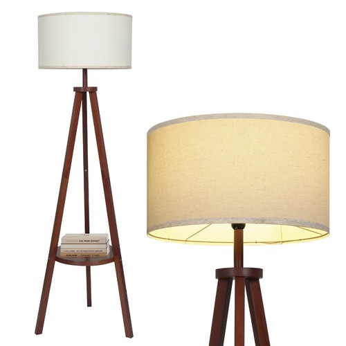 Tripod shelf floor lamp wooden - lamp,