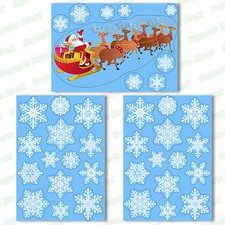 Santa Sleigh Vinyl Window Sticker + 36 Snowflake Clings Christmas Decorations