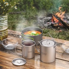 3PCS Titanium Cookware Set Pot