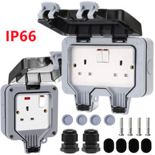 Waterproof Outdoor Double Pole Switched Socket Box Electrical External Safe Plug