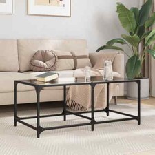 Coffee Table with Black Glass  98.5x50x40  Steel M6V8