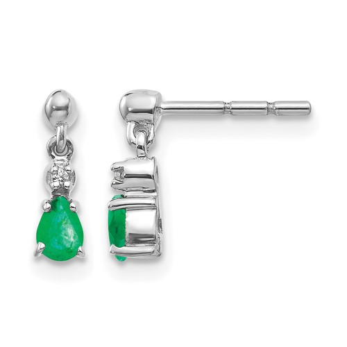 Diamond pear emerald - emerald, dangle