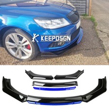 For Skoda Octavia RS 2010 Blue Front Bumper Lip Splitter Spoiler Lower Chin Kit
