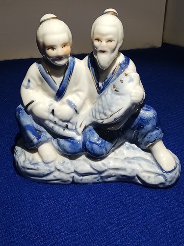 Two chinese fishermen figurine - two,