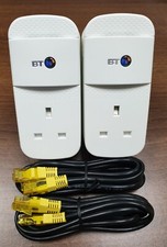 2 x BT Mini Connector 1GB 1000Mbps Powerline Adapters Homeplugs + 2 x Ethernet!