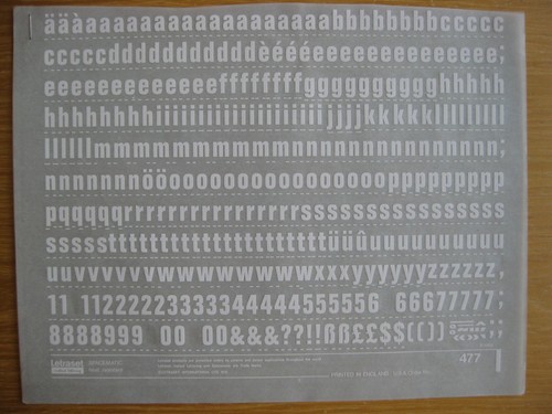 Sheet letraset low num - letraset,