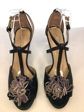 STACCATO Ladies Blue Leather Strappy T-Bar Peep Toe Sandals Shoes Size 6.5 / 40