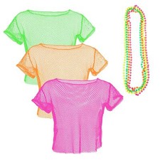 80'S NEON MESH CROP TOP SHORT
