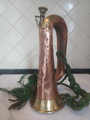 Antique copper and brass bugle - copper,
