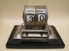 Antique Sterling Silver Desk Calendar On Black Base - Stylish Example