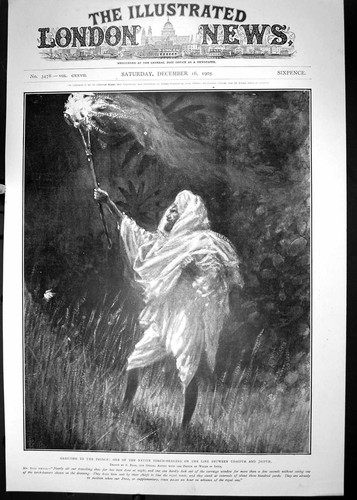 Antique old print native - native, torch