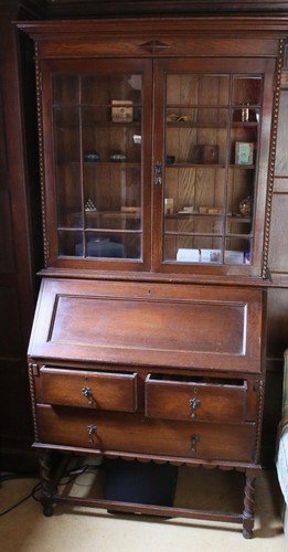 Antique oak bureau bookcase - antique,