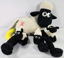 Vintage Shaun the Sheep Soft Toy (1989) With 3 Small Clip On Sheep