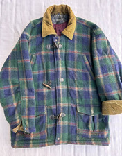 Vtg Chaps Ralph Lauren Mens Check Chore Jacket M Wool Cashmere Barn Coat Flaw!