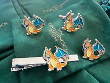 Charizard Cufflinks Suit Pin Tieclip Set Pokémon Accessories for Men