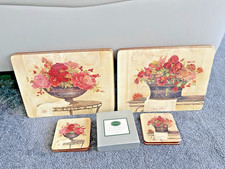Boxed Portmeirion Deluxe Placemats Coasters Rectangular Floral 6 Each Set