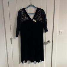 Bnwt Marks & Spencer Black Velvet Dress Size 16