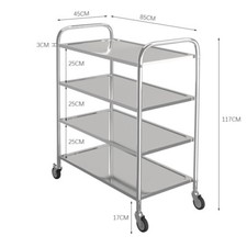 2/3/4 Tier Stainless Steel Food Service Cart Kitchen Catering Storage Trolley UK