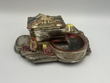 Pretty Japanese Musical Smokers Ash Tray Cigarette Storage Box Silver Colour