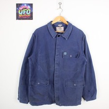 Vintage French Jacket Men L Blue Heavy Moleskin WorkWear Outdoor Faded Chore