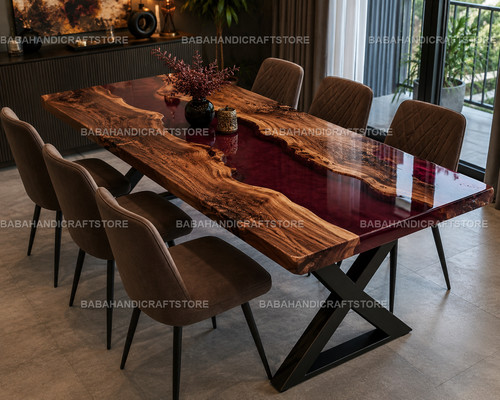 Handmade red epoxy river - epoxy,