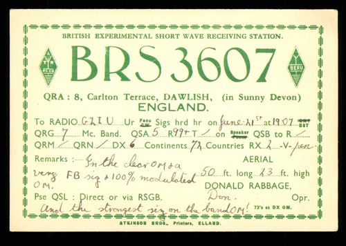Qsl amateur radio brs3607 - qsl,