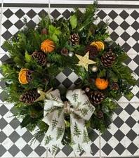 Fresh Christmas Holly Wreath Spruce Door Decoration Hand Made