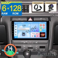 DAB+Android 14 6+128G Car Stereo Sat Nav Carplay Kam For Audi A6 S6 RS6 C5 1997-2004
